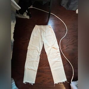 White Fox Cargo Pants- Cream Colored